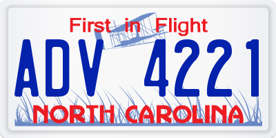 NC license plate ADV4221