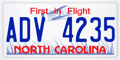NC license plate ADV4235