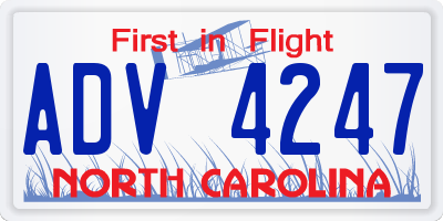 NC license plate ADV4247