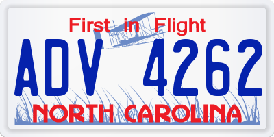 NC license plate ADV4262