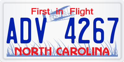 NC license plate ADV4267