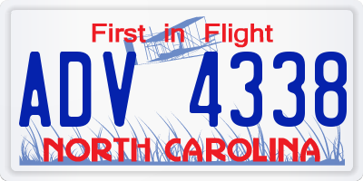 NC license plate ADV4338