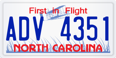 NC license plate ADV4351