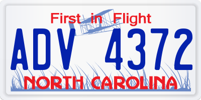 NC license plate ADV4372