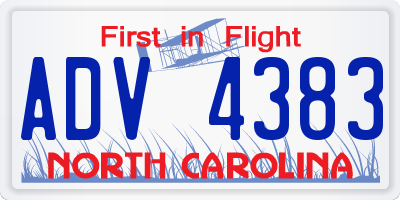 NC license plate ADV4383