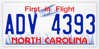 NC license plate ADV4393