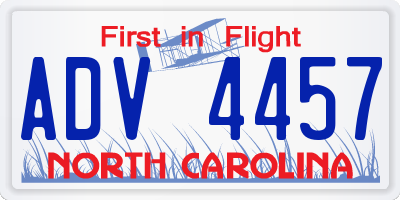NC license plate ADV4457