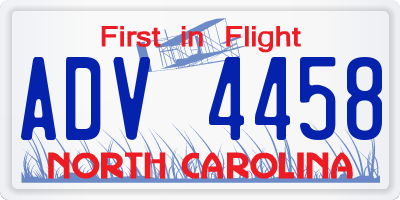 NC license plate ADV4458