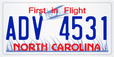 NC license plate ADV4531