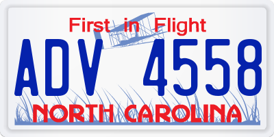 NC license plate ADV4558