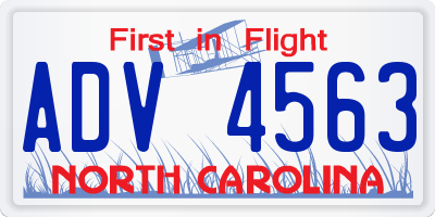 NC license plate ADV4563