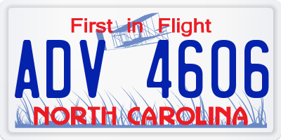 NC license plate ADV4606