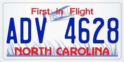 NC license plate ADV4628