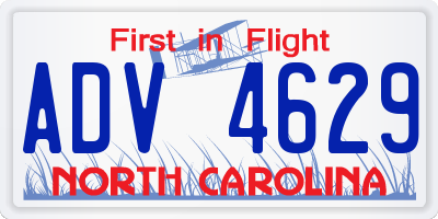 NC license plate ADV4629