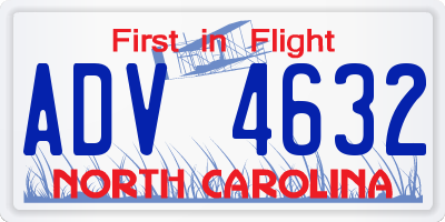 NC license plate ADV4632