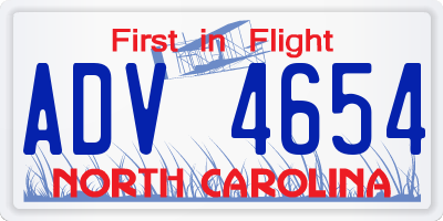 NC license plate ADV4654