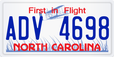 NC license plate ADV4698