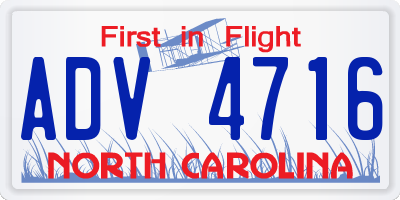 NC license plate ADV4716