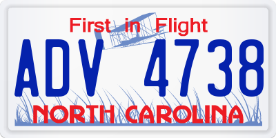 NC license plate ADV4738