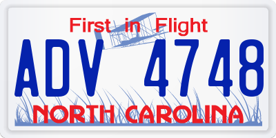 NC license plate ADV4748