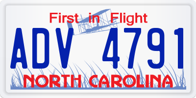 NC license plate ADV4791