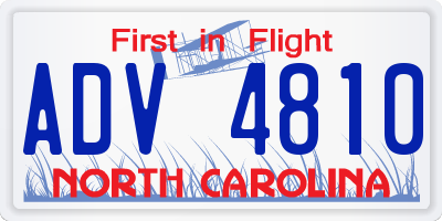 NC license plate ADV4810