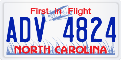 NC license plate ADV4824