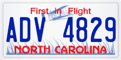 NC license plate ADV4829