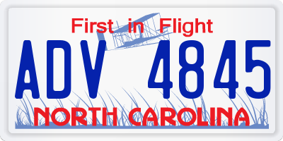 NC license plate ADV4845