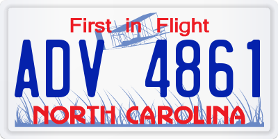 NC license plate ADV4861