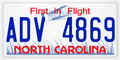 NC license plate ADV4869