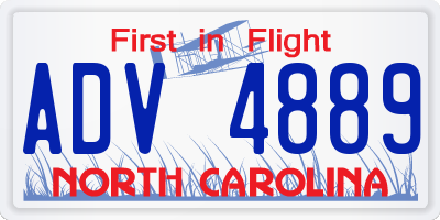 NC license plate ADV4889