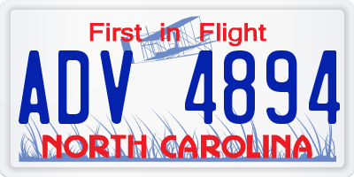 NC license plate ADV4894