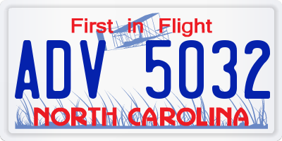 NC license plate ADV5032