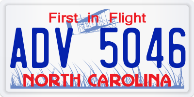 NC license plate ADV5046