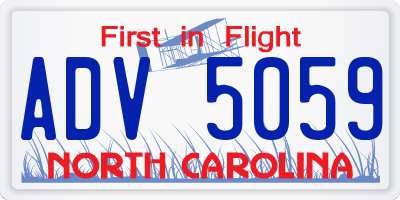 NC license plate ADV5059