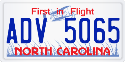 NC license plate ADV5065