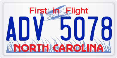 NC license plate ADV5078