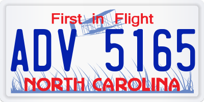 NC license plate ADV5165