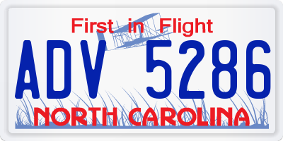 NC license plate ADV5286