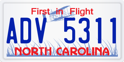 NC license plate ADV5311