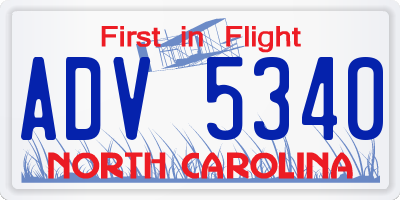 NC license plate ADV5340