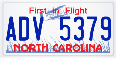 NC license plate ADV5379