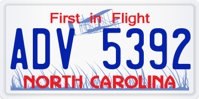 NC license plate ADV5392