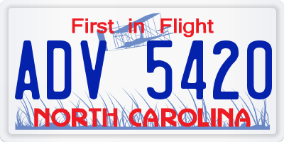 NC license plate ADV5420