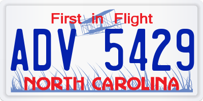 NC license plate ADV5429