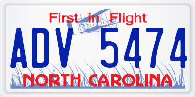 NC license plate ADV5474