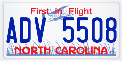 NC license plate ADV5508