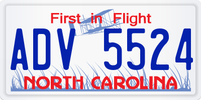 NC license plate ADV5524
