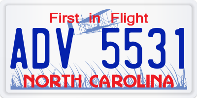 NC license plate ADV5531